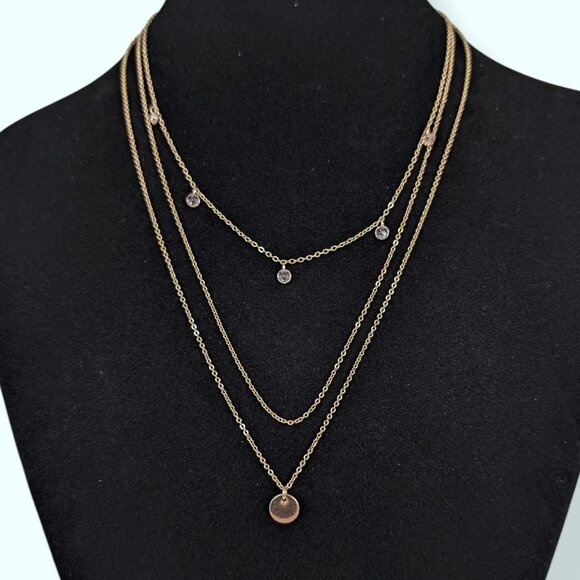 Dainty 3-Strand Accented Chain Necklace - Picture 1 of 6